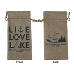 Live Love Lake Large Burlap Gift Bag - Front & Back (Personalized)