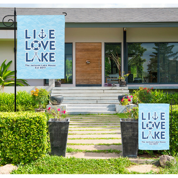 Custom Live Love Lake Large Garden Flag - Single Sided (Personalized)
