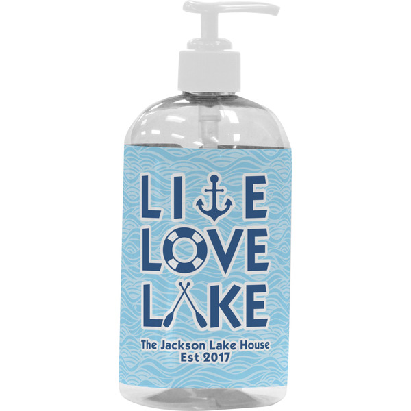 Custom Live Love Lake Plastic Soap / Lotion Dispenser (16 oz - Large - White) (Personalized)
