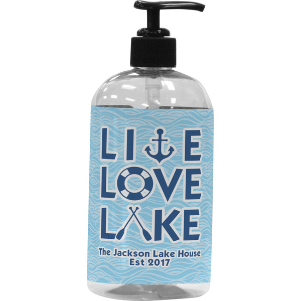 Custom Live Love Lake Plastic Soap / Lotion Dispenser (16 oz - Large - Black) (Personalized)