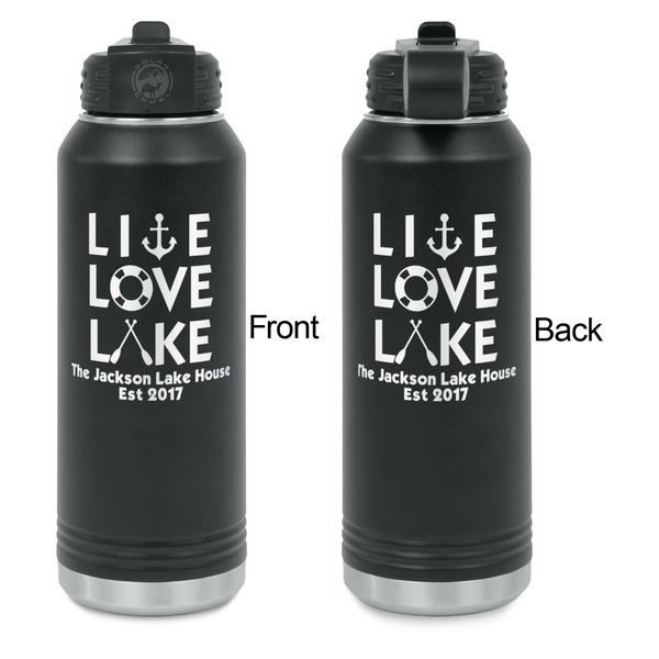 Live Love Lake Laser Engraved Water Bottles - Front & Back Engraving - Front & Back View