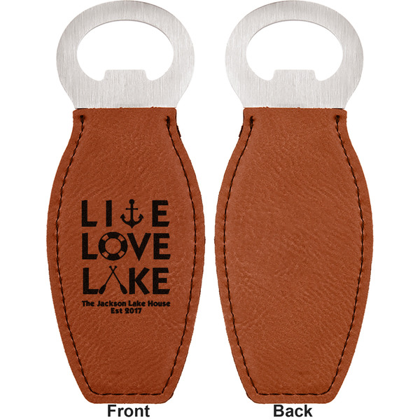 Live Love Lake Leather Bar Bottle Opener - Front and Back (single sided)