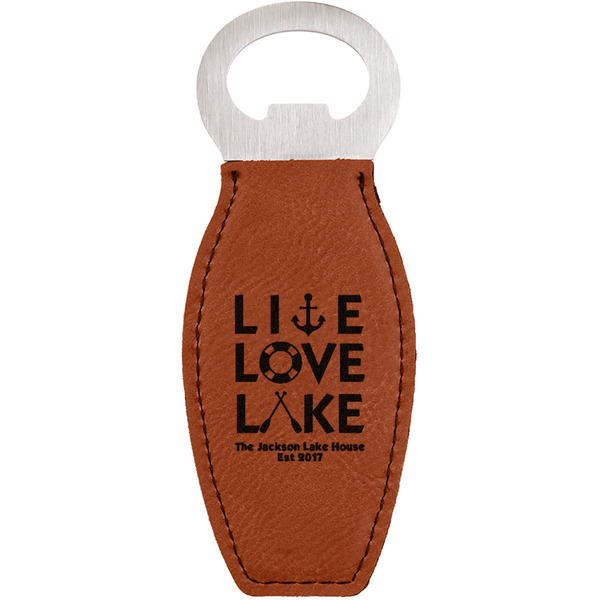 Custom Live Love Lake Leatherette Bottle Opener - Double Sided (Personalized)