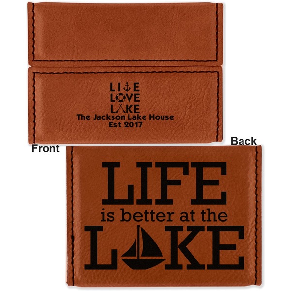 Lake House Quotes and Sayings Leather Business Card Holder - Front Back