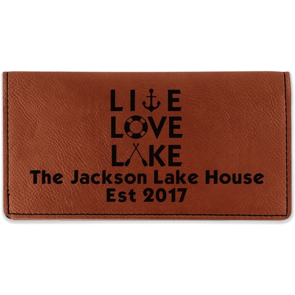 Custom Live Love Lake Leatherette Checkbook Holder - Single Sided (Personalized)