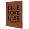 Live Love Lake Leather Sketchbook - Large - Double Sided - Angled View