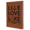 Live Love Lake Leather Sketchbook - Large - Single Sided - Angled View