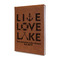 Live Love Lake Leather Sketchbook - Small - Double Sided - Angled View
