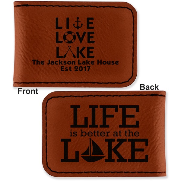 Lake House Quotes and Sayings Leatherette Magnetic Money Clip - Front and Back