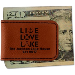 Live Love Lake Leatherette Magnetic Money Clip - Single Sided (Personalized)