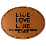 Live Love Lake Faux Leather Iron On Patch - Oval (Personalized)