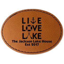 Live Love Lake Faux Leather Iron On Patch - Oval (Personalized)