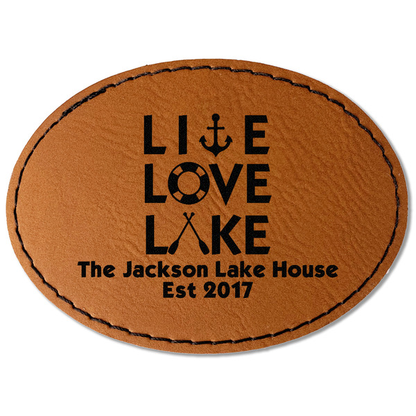 Custom Live Love Lake Faux Leather Iron On Patch - Oval (Personalized)