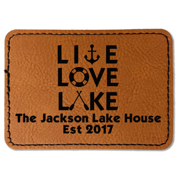 Live Love Lake Faux Leather Iron On Patch - Rectangle (Personalized)