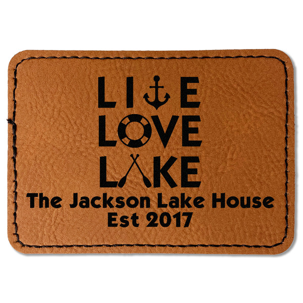 Custom Live Love Lake Faux Leather Iron On Patch - Rectangle (Personalized)