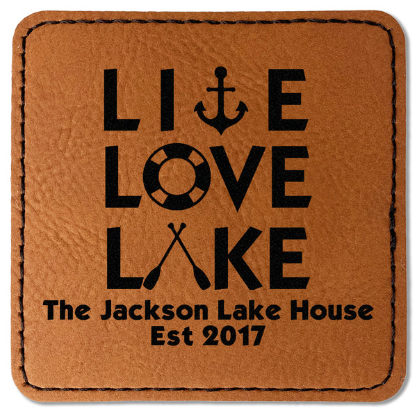 Custom Live Love Lake Faux Leather Iron On Patch - Square (Personalized)