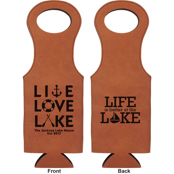 Lake House Quotes and Sayings Leatherette Wine Tote Double Sided - Front and Back