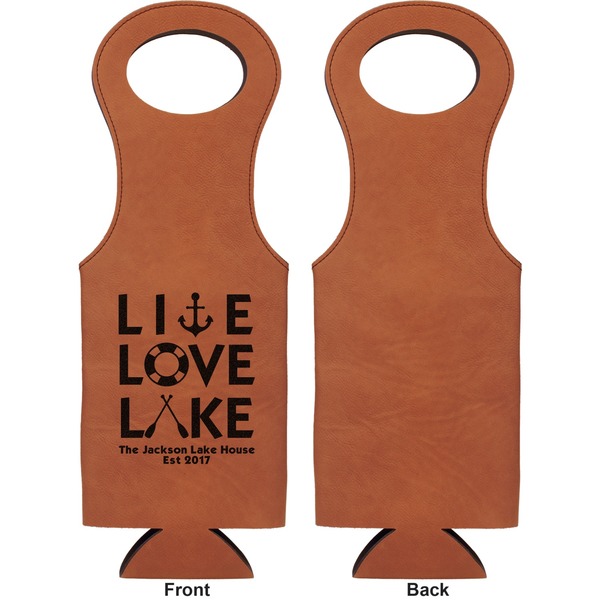 Lake House Quotes and Sayings Leatherette Wine Tote Single Sided - Front and Back