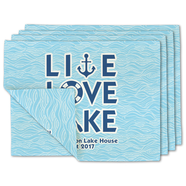 Custom Live Love Lake Double-Sided Linen Placemat - Set of 4 w/ Name or Text