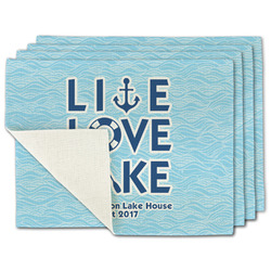 Live Love Lake Single-Sided Linen Placemat - Set of 4 w/ Name or Text