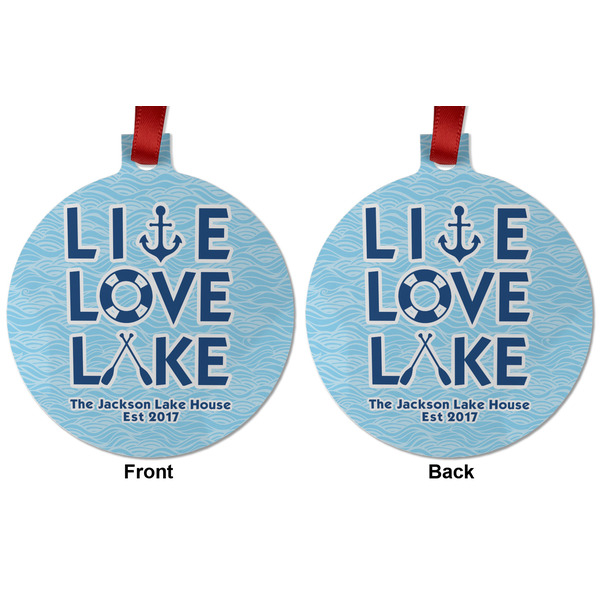 Live Love Lake Metal Ball Ornament - Front and Back