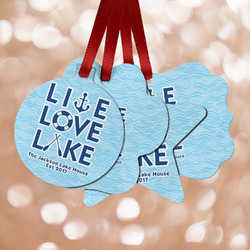 Live Love Lake Metal Ornaments - Double Sided w/ Name or Text