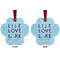 Live Love Lake Metal Paw Ornament - Front and Back