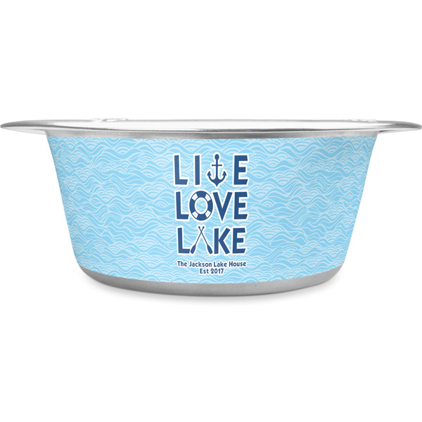 Custom Live Love Lake Stainless Steel Dog Bowl - Small (Personalized)