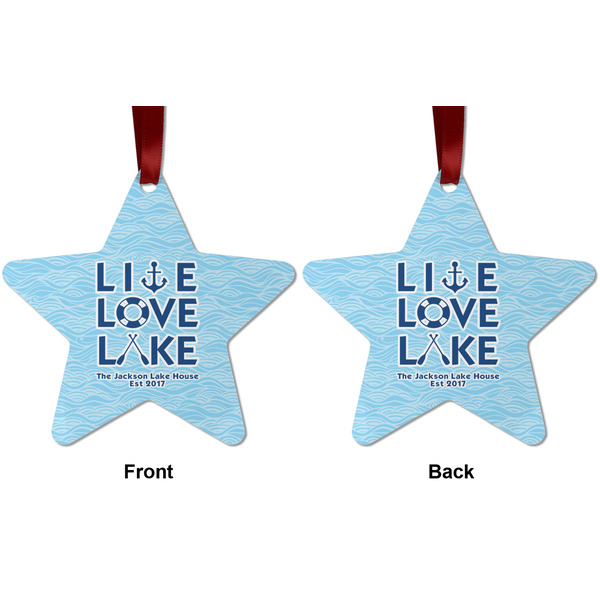 Live Love Lake Metal Star Ornament - Front and Back