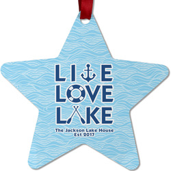 Live Love Lake Metal Star Ornament - Double Sided w/ Name or Text