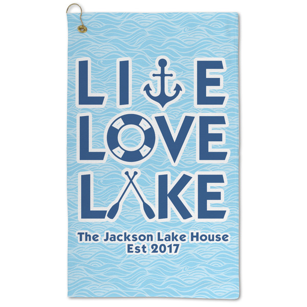 Custom Live Love Lake Microfiber Golf Towel - Large (Personalized)