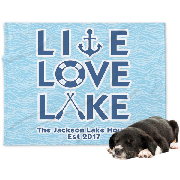 Custom Live Love Lake Dog Blanket - Large (Personalized)