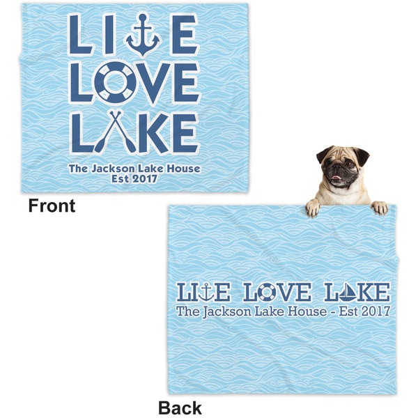 Live Love Lake Microfleece Dog Blanket - Large- Front & Back