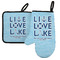 Live Love Lake Left Oven Mitt & Pot Holder Set w/ Name or Text