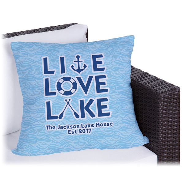 Custom Live Love Lake Outdoor Pillow - 18" (Personalized)