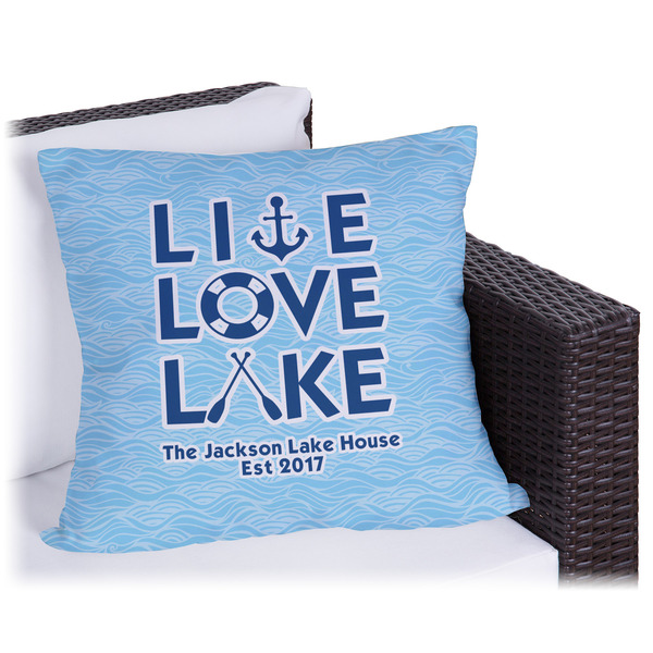Custom Live Love Lake Outdoor Pillow - 16" (Personalized)