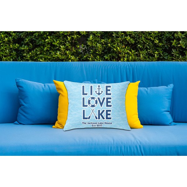Live Love Lake Outdoor Throw Pillow  - LIFESTYLE (Rectangular - 20x14)