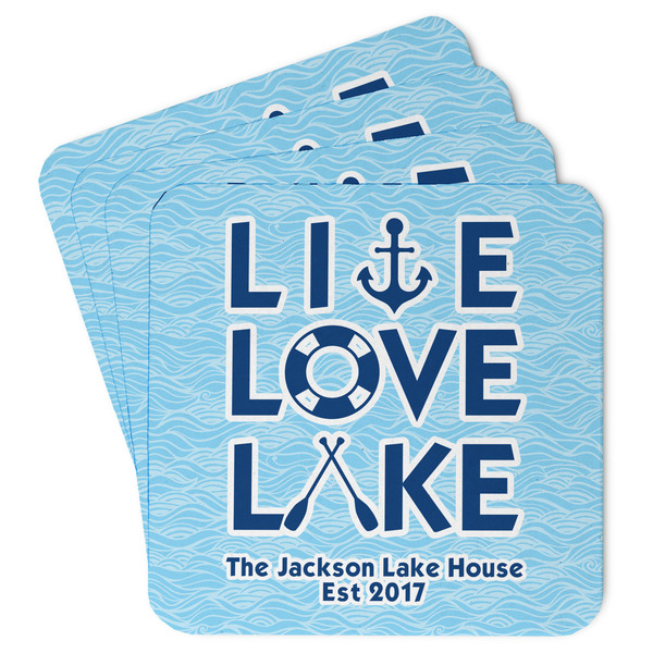 Custom Live Love Lake Paper Coasters w/ Name or Text