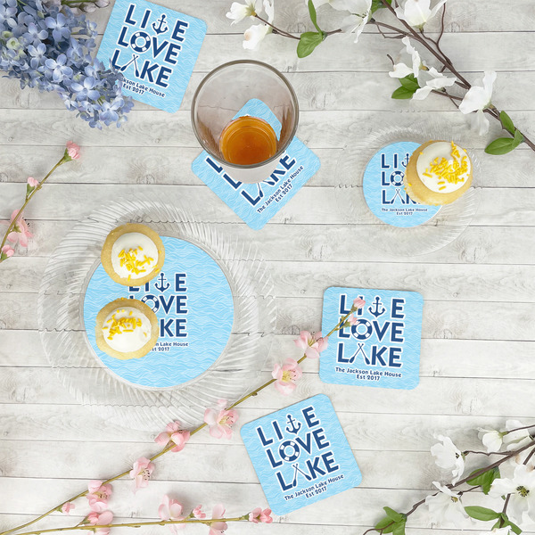Live Love Lake Paper Coasters - In Context