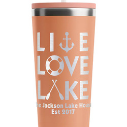 Live Love Lake RTIC Everyday Tumbler with Straw - 28oz - Peach - Double-Sided (Personalized)