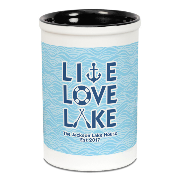 Custom Live Love Lake Ceramic Pencil Holders - Black