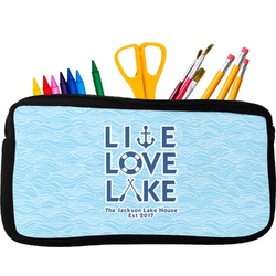 Live Love Lake Neoprene Pencil Case - Small w/ Name or Text