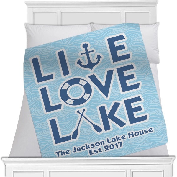 Custom Live Love Lake Minky Blanket - Twin / Full - 80"x60" - Double Sided (Personalized)