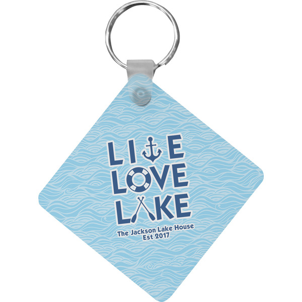 Custom Live Love Lake Diamond Plastic Keychain w/ Name or Text