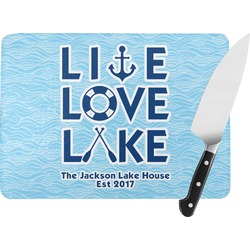 Live Love Lake Rectangular Glass Cutting Board - Large - 15.25"x11.25" w/ Name or Text