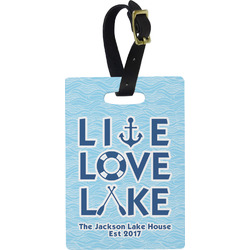 Live Love Lake Plastic Luggage Tag - Rectangular w/ Name or Text