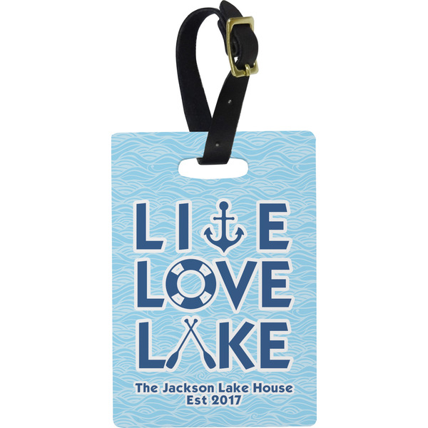 Custom Live Love Lake Plastic Luggage Tag - Rectangular w/ Name or Text