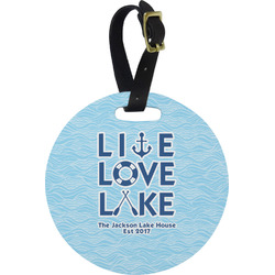 Live Love Lake Plastic Luggage Tag - Round (Personalized)