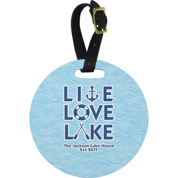 Custom Live Love Lake Plastic Luggage Tag - Round (Personalized)