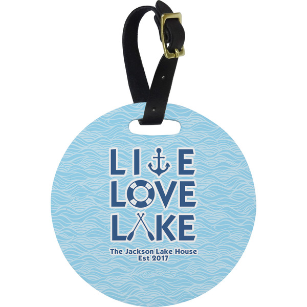Custom Live Love Lake Plastic Luggage Tag - Round (Personalized)